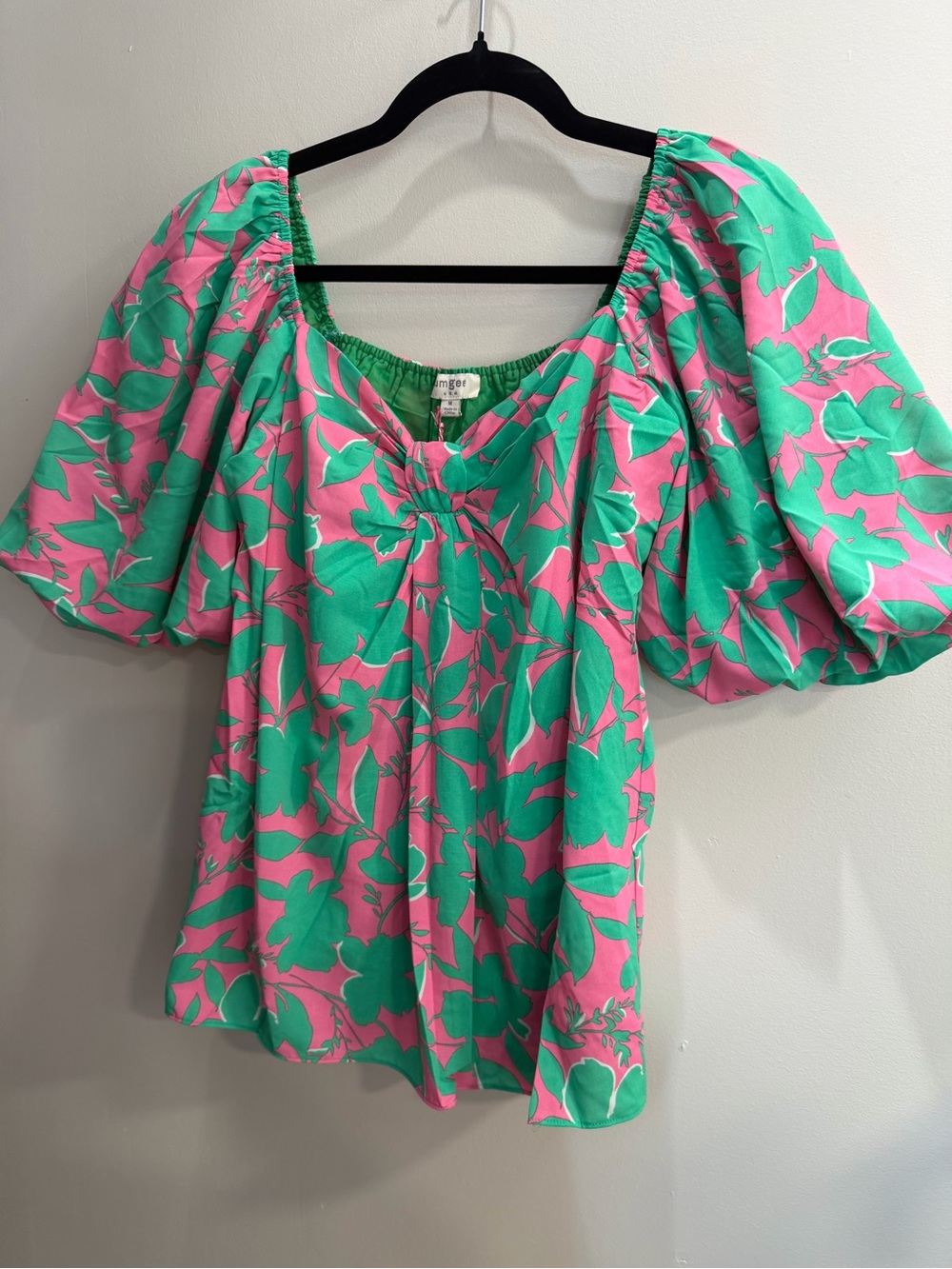 Umgee Teal & Pink Floral Tie-Front Blouse - Picture 2 of 5